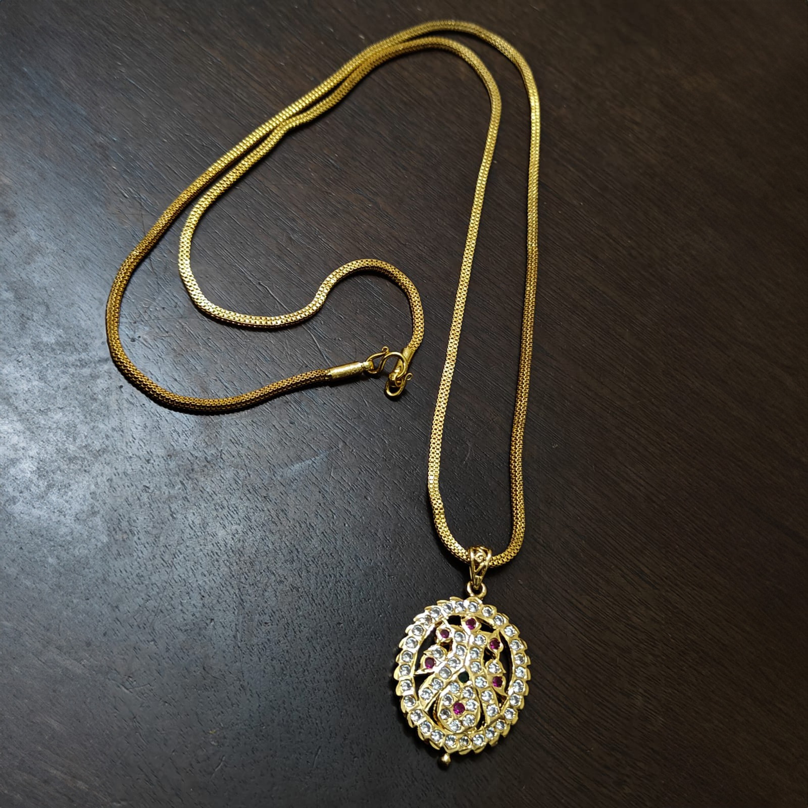 Traditional impon peacock oval dollar chain - Rajashree Fashion