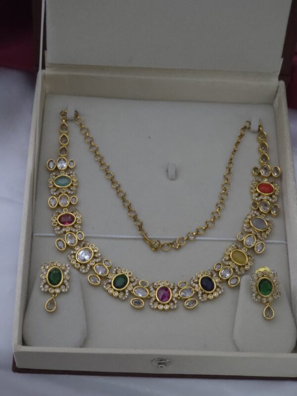 Premium  navaratna Matt Necklace