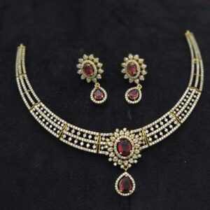 Premium Matt ad diamond look necklace with stud