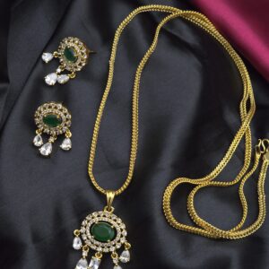 Premium Matt 32 inches emerald ad stone dollar chain