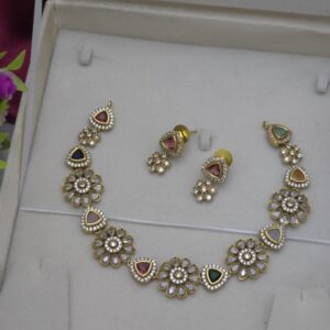 Premium AD navarathna necklace