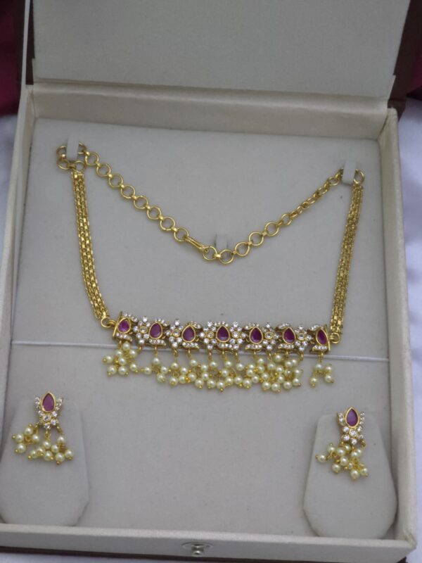  Premium gold look ad ruby Necklace