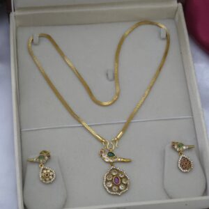 Premium AD dollar chain comes multi stone peacock pattern