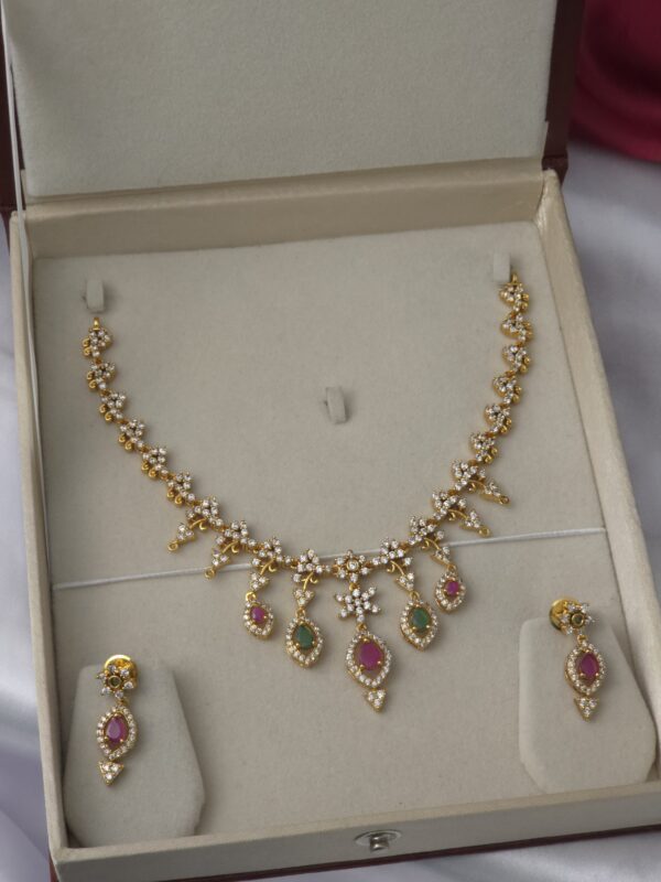 Premium Matt ad necklace with stud comes multi stone