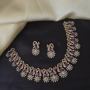 Premium AD Peacock Diamond look necklace