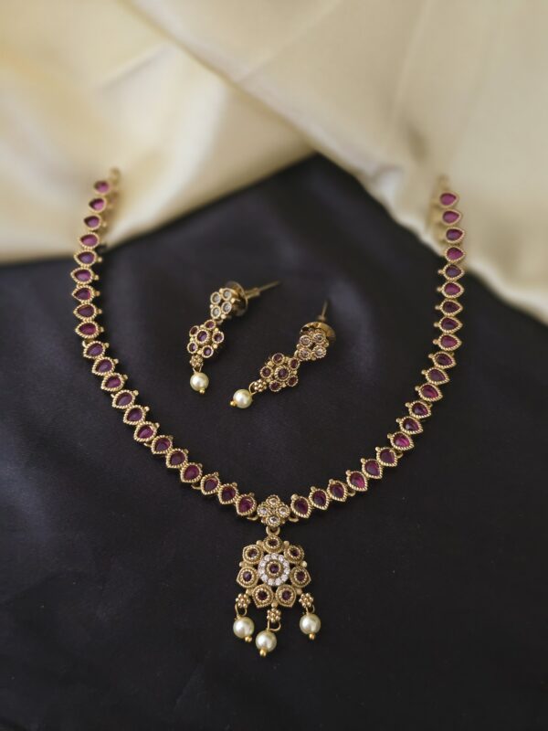 Premium AD ruby emeralad kemp necklace