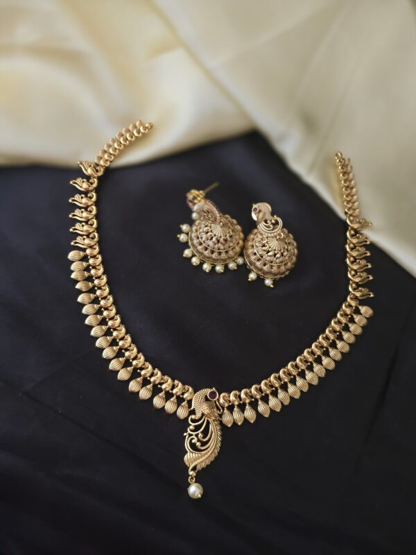  Premium peacock mid line haram with jhumka