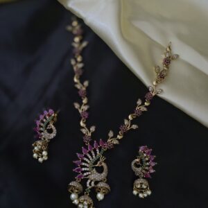 Premium  ad diamond look necklace with jhumka