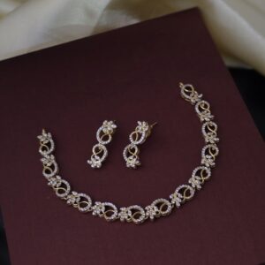 Premium ad diamond look  neckalce with stud