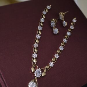 Premium ad diamond look drops neckalce with stud