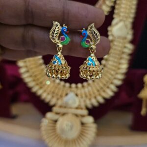 foaming peacock enamel jhumka