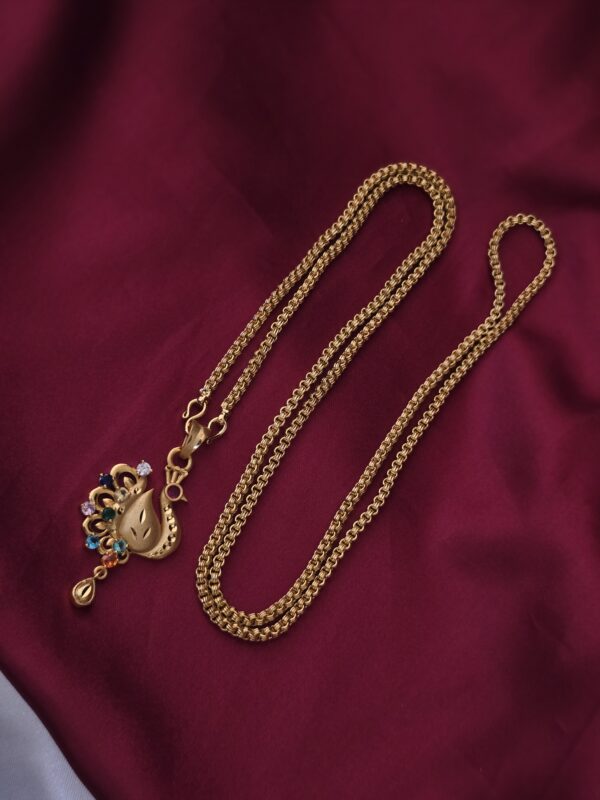 Premium 32  inches navarathna peacock dollar chain