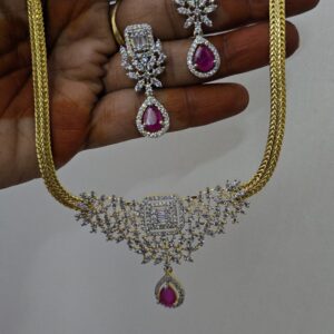 Premium diamond look necklace with stud