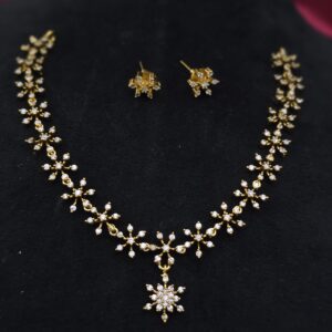 Premium matt ad diamond replica necklace with stud