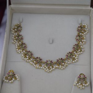 Premium ad lotus multi necklace comes pearl drops