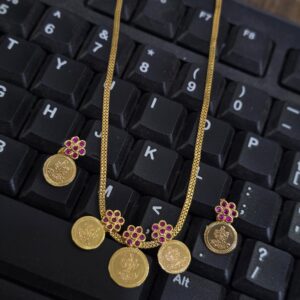 Premium ad ruby coin necklace with stud