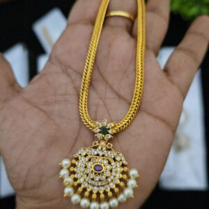Premium matt thick necklace comes peacock pendant