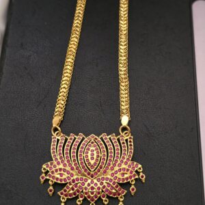 Premium 32 inches ruby lotus impon dollar chain