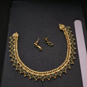 Premium Matt kemp emerald necklace look real gold tone