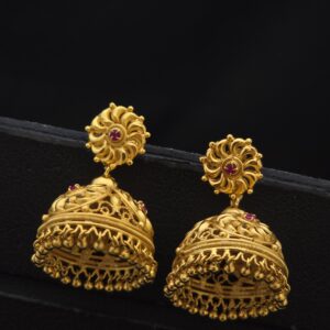  Premium gold look ruby detachable kerela model jhumka