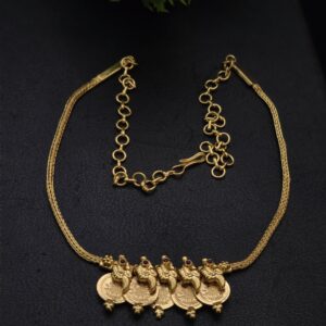 Premium gold look plain ruby coin necklace