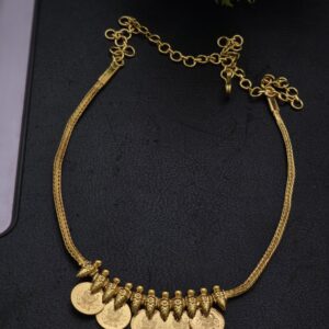 Premium gold look plain coin necklace 