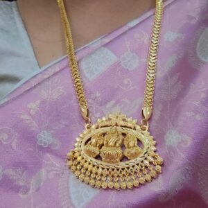 Premium gold look 28 inches Lakshmi dollar with heart chain