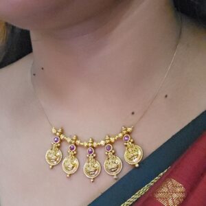  Premium ruby Lakshmi coin invisible necklace 