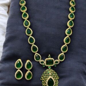 Premium celebrity inspired emerald haram with stud