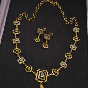 Premium foaming AD diamond replica necklace with stud