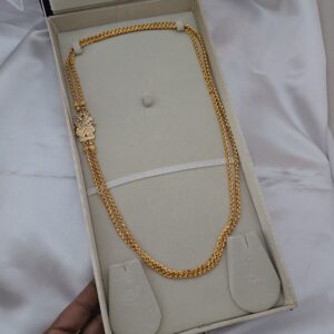 Premium impon 2 line mugappu chain comes real gold tone