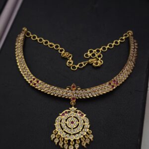 Premium Impon ruby white drops comes pendant attigai