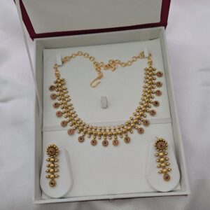  Premium Matt Ruby kemp necklace with stud