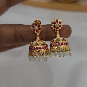  Premium ruby pearl impon jhumka