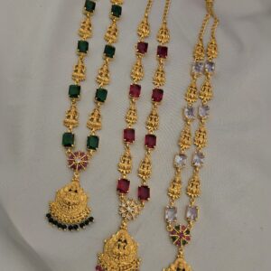  Premium Foaming 28 inches uncut stone lakshmi haram comes extension chain