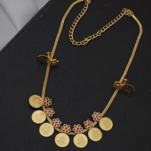  Premium foaming ruby 7 coin necklace with stud