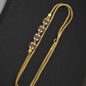 Premium Foaming 28 inches real gold diamond look mugappu chain