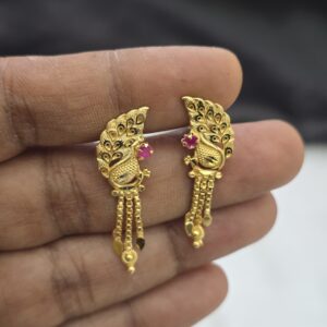 Premium foaming stone peacock chain drops earing