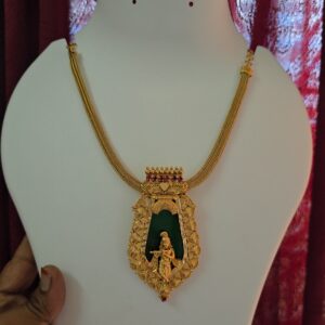 Premium foaming AD stone lakshmi palak necklace