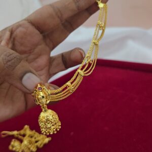 Premium foaming stone lakshmi jhumka with backchain