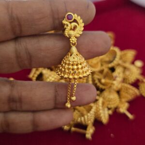 Premium foaming AD ruby peacock jhumka
