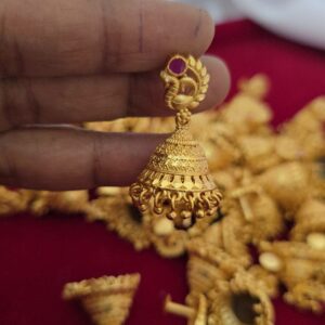 Premium foaming AD ruby peacock jhumka