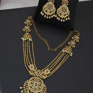 premium MAT ad stone lakshmi rani haram with jhumka 