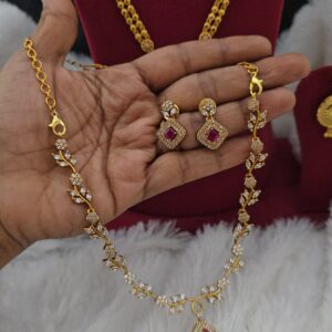 Premium mat ad stone necklace with stud 