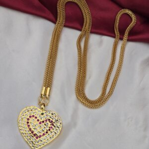 Premium foaming 32 inch heart impon dollar chain 