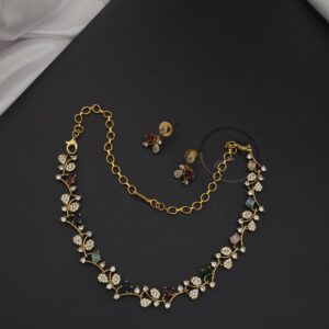 premium mat navarathna necklace with earing 