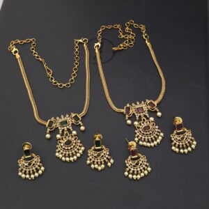 premium mat necklace with earing