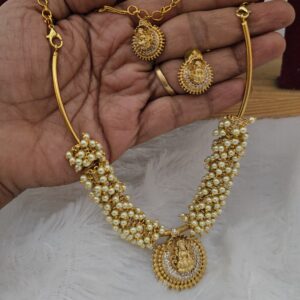 Premium matt lakshmi necklace with earing 