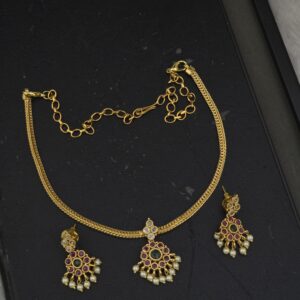 premium mat necklace with earings