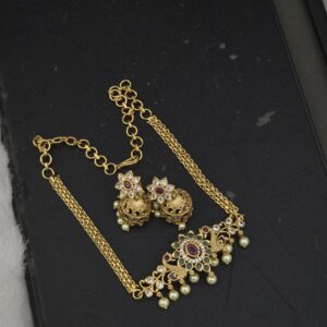 premium mat chick choker with earings 